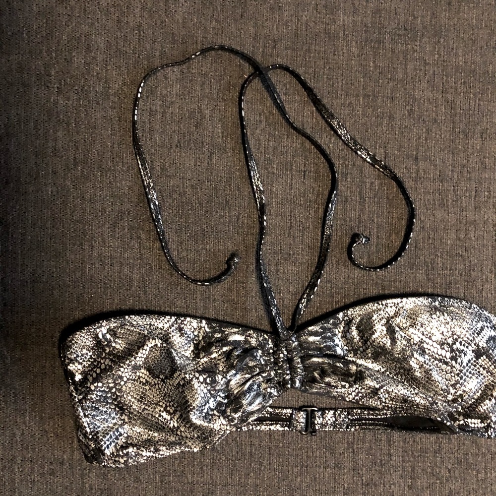 Silver & Black Snakeskin Swimsuit Bikini Top